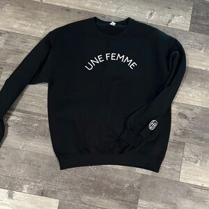 Jerzees Black Crewneck with White Print
